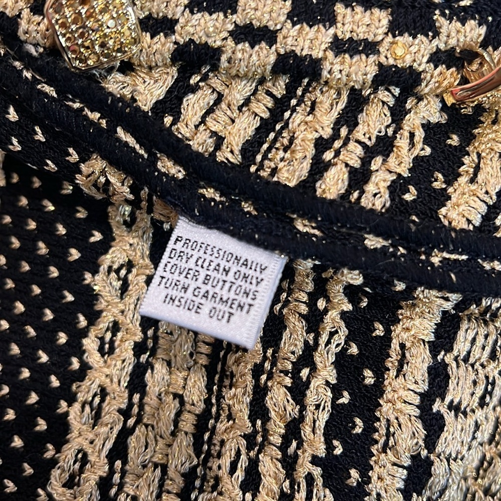 Vintage St. John by Marie Gray Gold & Black Sequins Cardigan Size S - Picture 7 of 10